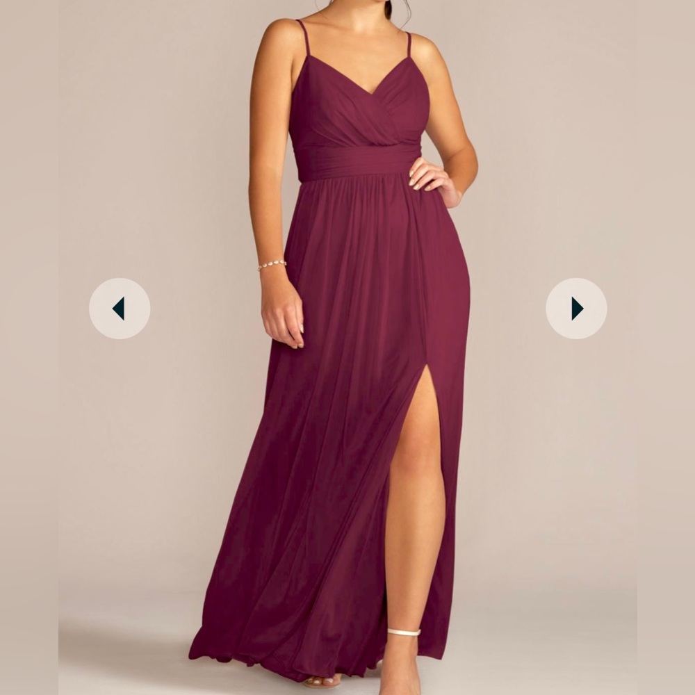 David’s Bridal Mesh V-Neck Dress